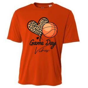 America Basketball Game Day Vibes Basketball Mom Leopard Gift Cooling Performance Crew T-Shirt