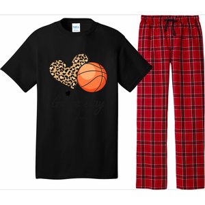 America Basketball Game Day Vibes Basketball Mom Leopard Gift Pajama Set