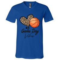 America Basketball Game Day Vibes Basketball Mom Leopard Gift V-Neck T-Shirt