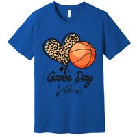 America Basketball Game Day Vibes Basketball Mom Leopard Gift Premium T-Shirt