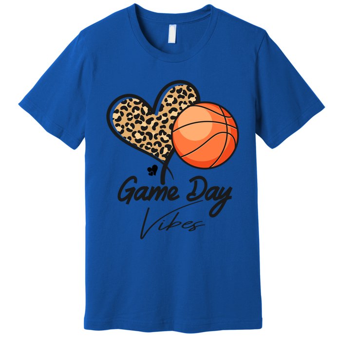 America Basketball Game Day Vibes Basketball Mom Leopard Gift Premium T-Shirt