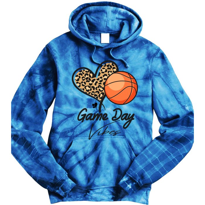 America Basketball Game Day Vibes Basketball Mom Leopard Gift Tie Dye Hoodie