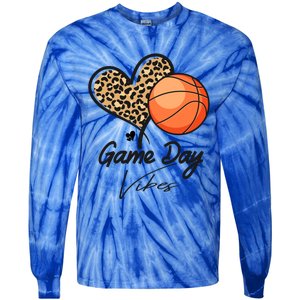 America Basketball Game Day Vibes Basketball Mom Leopard Gift Tie-Dye Long Sleeve Shirt