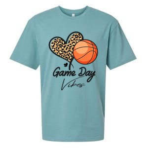 America Basketball Game Day Vibes Basketball Mom Leopard Gift Sueded Cloud Jersey T-Shirt