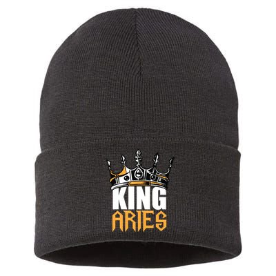 Aries Birthday Gifts King Aries Zodiac Sustainable Knit Beanie