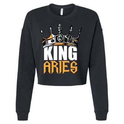 Aries Birthday Gifts King Aries Zodiac Cropped Pullover Crew