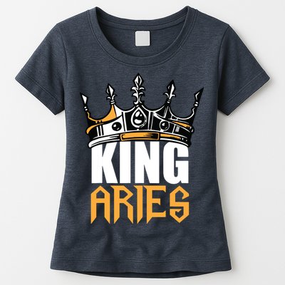 Aries Birthday Gifts King Aries Zodiac Womens T-Shirt