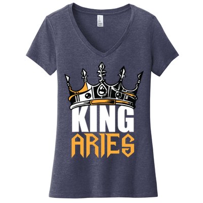 Aries Birthday Gifts King Aries Zodiac Women's V-Neck T-Shirt