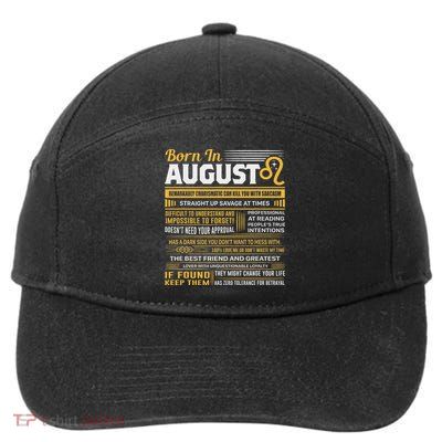 August Birthday Gifts Born In August Leo 7-Panel Snapback Hat