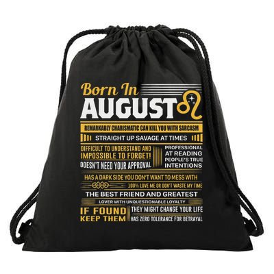 August Birthday Gifts Born In August Leo Drawstring Bag