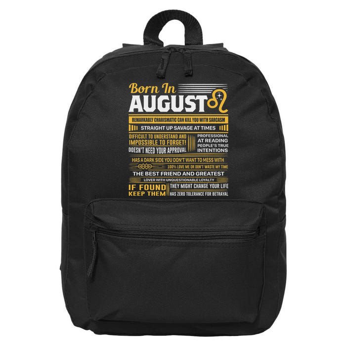 August Birthday Gifts Born In August Leo 16 in Basic Backpack