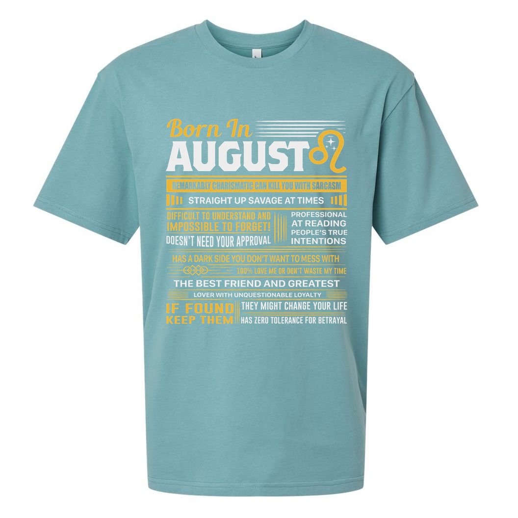 August Birthday Gifts Born In August Leo Sueded Cloud Jersey T-Shirt