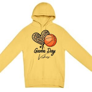 America Basketball Game Day Vibes Basketball Mom Leopard Premium Pullover Hoodie