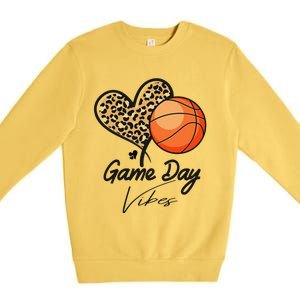 America Basketball Game Day Vibes Basketball Mom Leopard Premium Crewneck Sweatshirt