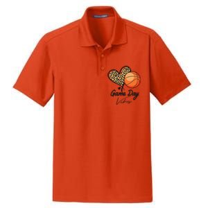 America Basketball Game Day Vibes Basketball Mom Leopard Dry Zone Grid Polo