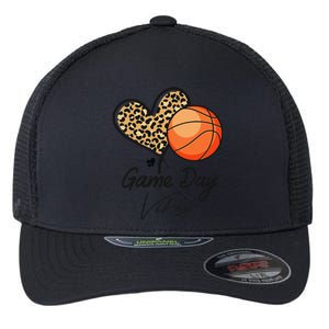 America Basketball Game Day Vibes Basketball Mom Leopard Flexfit Unipanel Trucker Cap