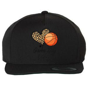 America Basketball Game Day Vibes Basketball Mom Leopard Wool Snapback Cap