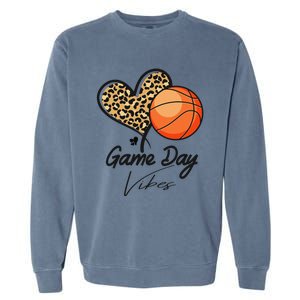 America Basketball Game Day Vibes Basketball Mom Leopard Garment-Dyed Sweatshirt