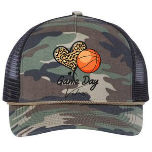 America Basketball Game Day Vibes Basketball Mom Leopard Retro Rope Trucker Hat Cap