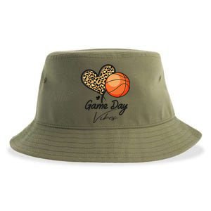 America Basketball Game Day Vibes Basketball Mom Leopard Sustainable Bucket Hat