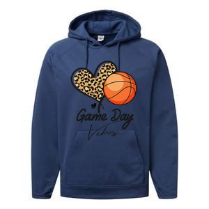 America Basketball Game Day Vibes Basketball Mom Leopard Performance Fleece Hoodie