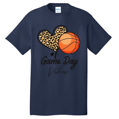 America Basketball Game Day Vibes Basketball Mom Leopard Tall T-Shirt