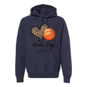 America Basketball Game Day Vibes Basketball Mom Leopard Premium Hoodie