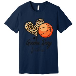 America Basketball Game Day Vibes Basketball Mom Leopard Premium T-Shirt