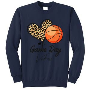 America Basketball Game Day Vibes Basketball Mom Leopard Tall Sweatshirt