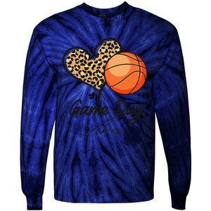 America Basketball Game Day Vibes Basketball Mom Leopard Tie-Dye Long Sleeve Shirt