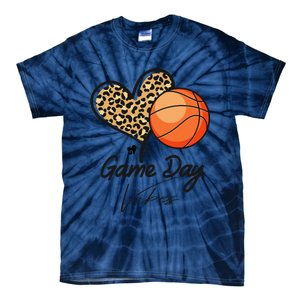 America Basketball Game Day Vibes Basketball Mom Leopard Tie-Dye T-Shirt