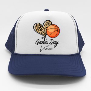 America Basketball Game Day Vibes Basketball Mom Leopard Trucker Hat