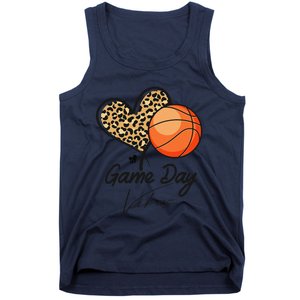 America Basketball Game Day Vibes Basketball Mom Leopard Tank Top