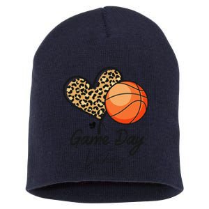 America Basketball Game Day Vibes Basketball Mom Leopard Short Acrylic Beanie