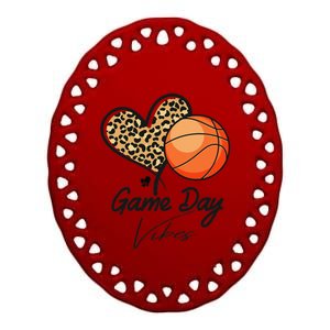 America Basketball Game Day Vibes Basketball Mom Leopard Ceramic Oval Ornament