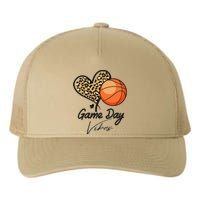 America Basketball Game Day Vibes Basketball Mom Leopard Yupoong Adult 5-Panel Trucker Hat