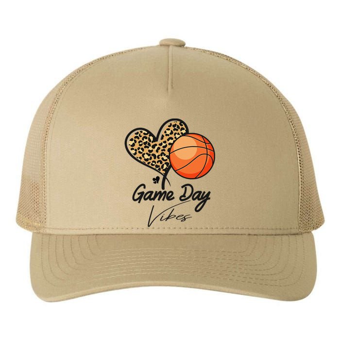 America Basketball Game Day Vibes Basketball Mom Leopard Yupoong Adult 5-Panel Trucker Hat