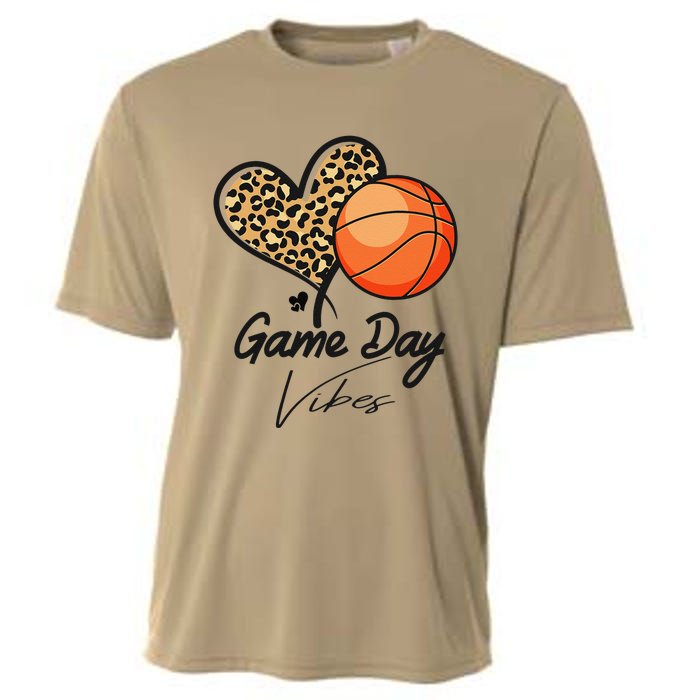 America Basketball Game Day Vibes Basketball Mom Leopard Cooling Performance Crew T-Shirt