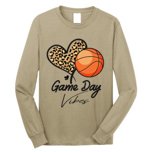 America Basketball Game Day Vibes Basketball Mom Leopard Long Sleeve Shirt