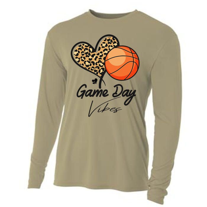 America Basketball Game Day Vibes Basketball Mom Leopard Cooling Performance Long Sleeve Crew