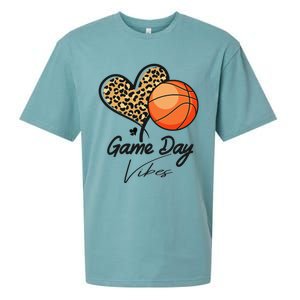 America Basketball Game Day Vibes Basketball Mom Leopard Sueded Cloud Jersey T-Shirt