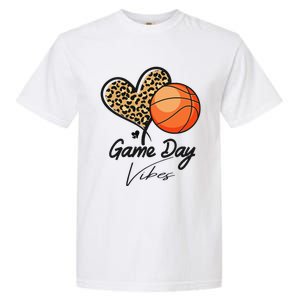 America Basketball Game Day Vibes Basketball Mom Leopard Garment-Dyed Heavyweight T-Shirt