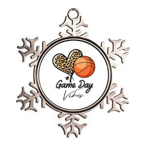 America Basketball Game Day Vibes Basketball Mom Leopard Metallic Star Ornament