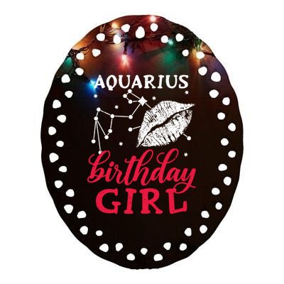 Aquarius Birthday Gift Ceramic Oval Ornament