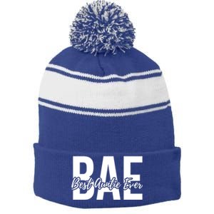 Aun Bae Gift Best Auntie Ever Gift Stripe Pom Pom Beanie