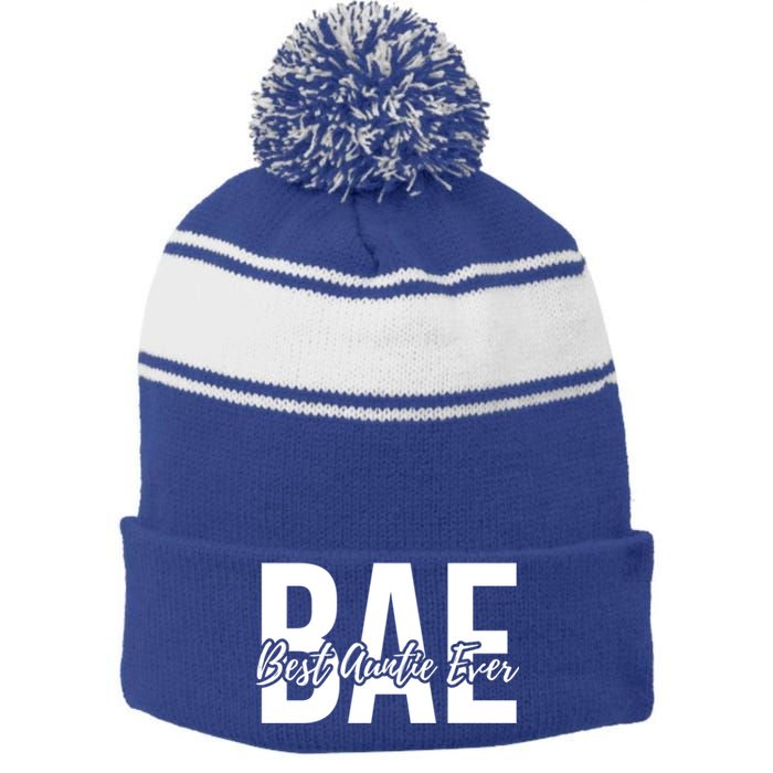 Aun Bae Gift Best Auntie Ever Gift Stripe Pom Pom Beanie