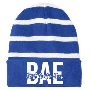 Aun Bae Gift Best Auntie Ever Gift Striped Beanie with Solid Band