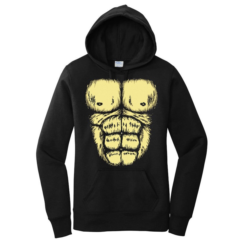 Abominable Bigfoot Gorilla Chest Halloween Gorilla Costume Day Women's Pullover Hoodie