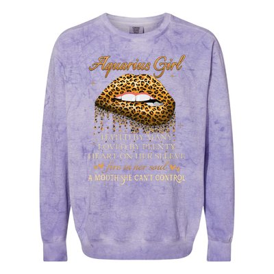 Aquarius Birthday Gifts Funny Leopard Sexy Lip Colorblast Crewneck Sweatshirt