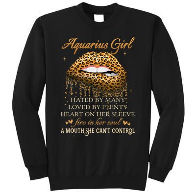 Aquarius Birthday Gifts Funny Leopard Sexy Lip Sweatshirt